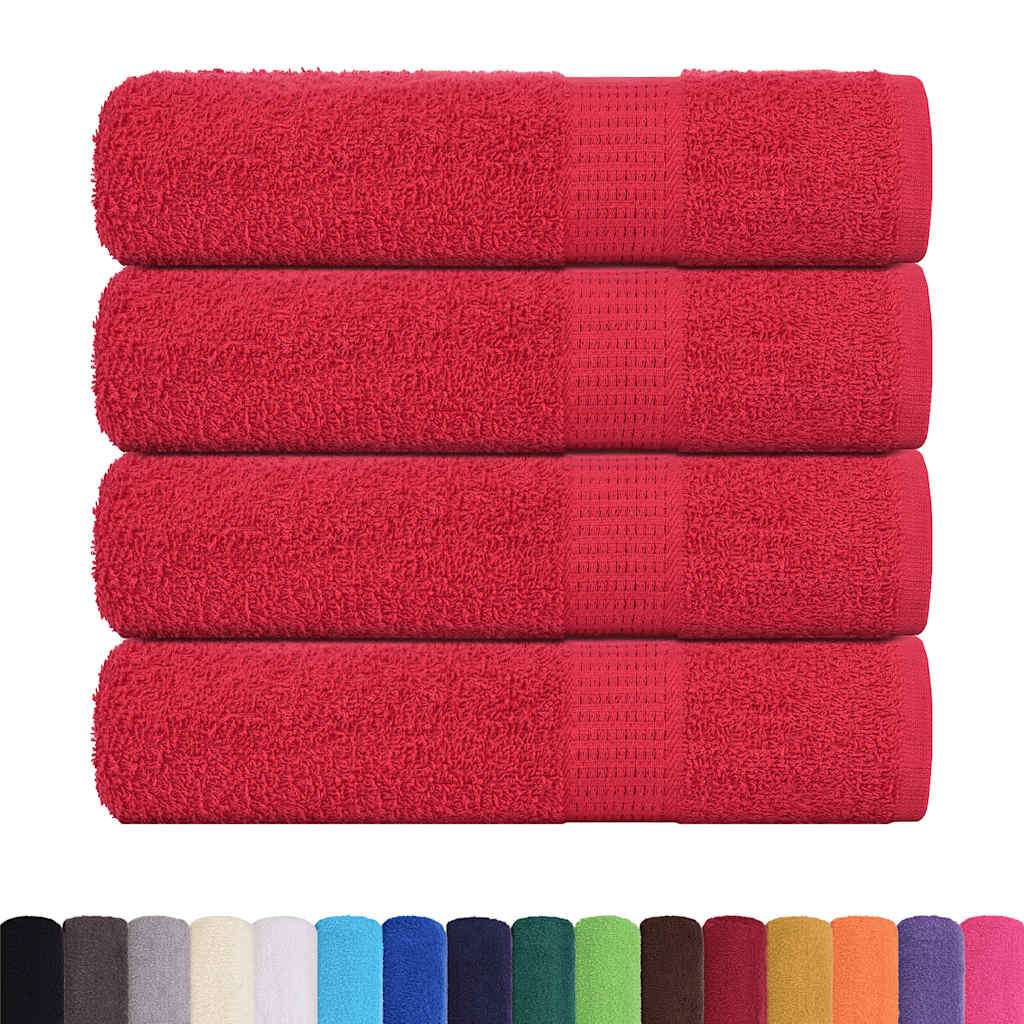 Serviettes de douche 4 pcs rouge 70x140 cm 360 g/m² 100% coton