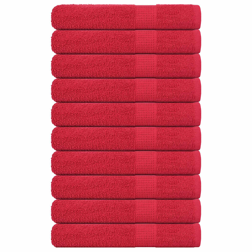 Serviettes 10 pcs rouge 100x200 cm 360 g/m² 100% coton