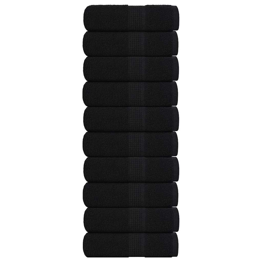 Guest towels 10 pcs black 30x50 cm 360 g/m² 100% cotton