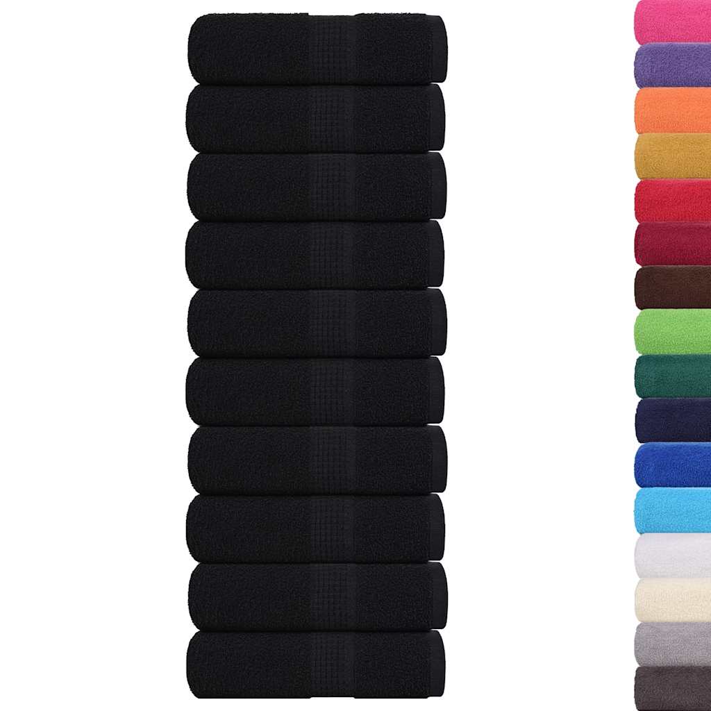 Guest towels 10 pcs black 30x50 cm 360 g/m² 100% cotton