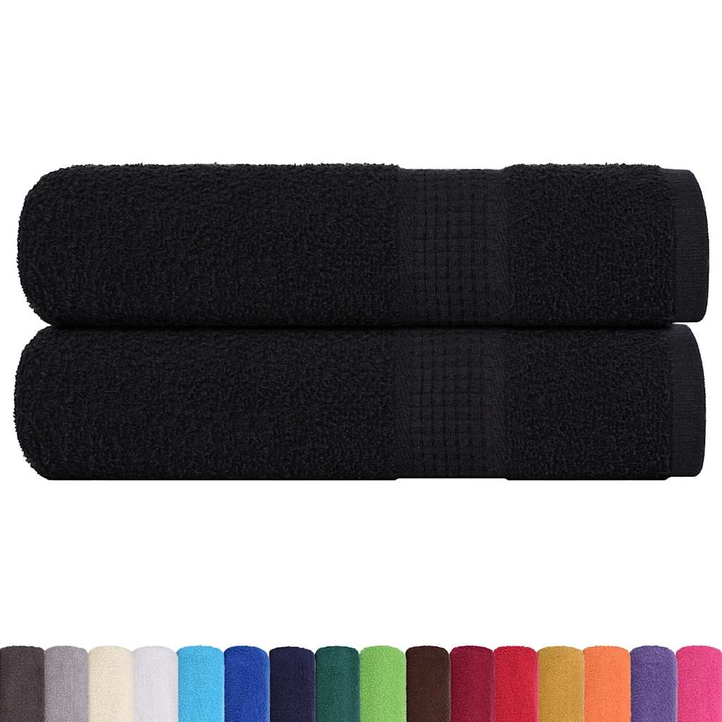 Hand towels 2 pcs black 50x100 cm 360 g/m² 100% cotton