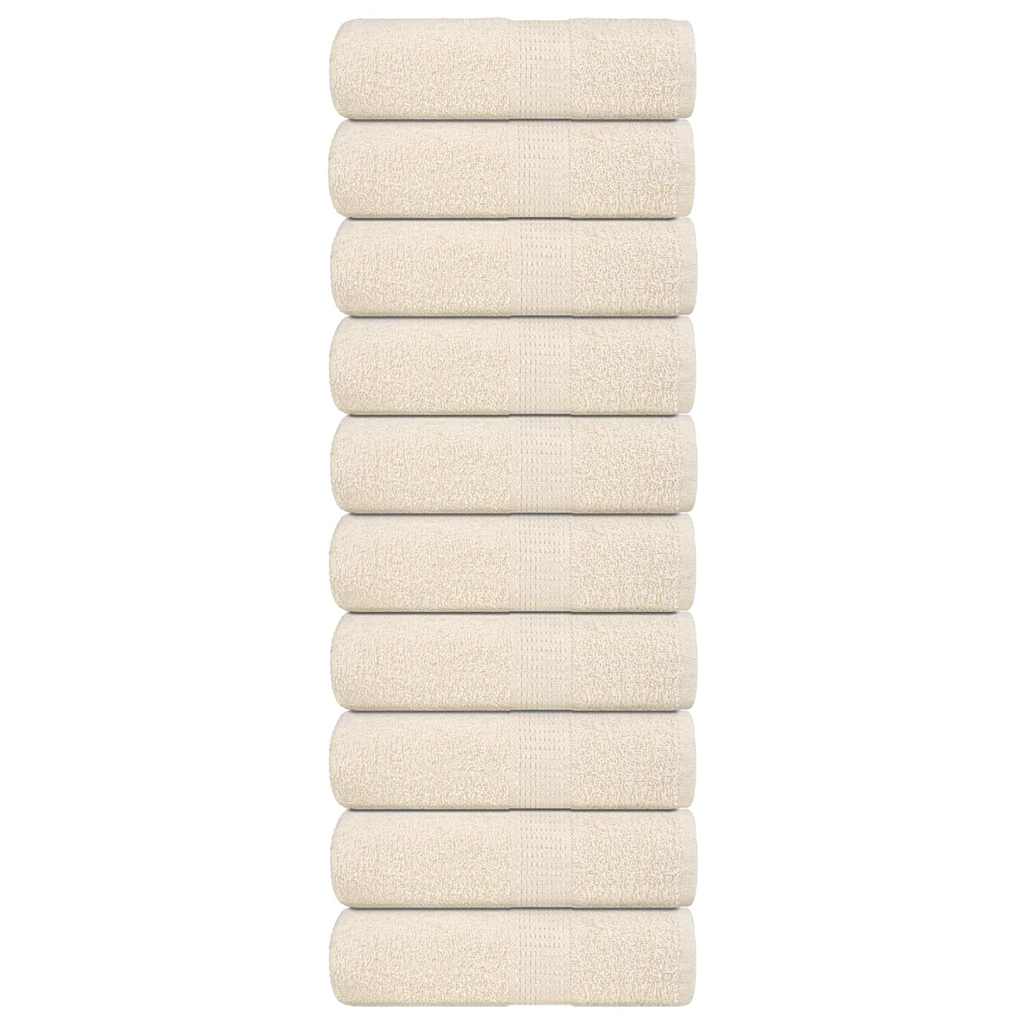 Serviettes de visage 10 pcs crème 30x30 cm 360 g/m² 100% coton