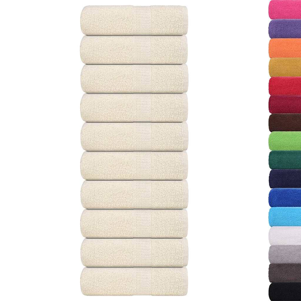 Serviettes de visage 10 pcs crème 30x30 cm 360 g/m² 100% coton