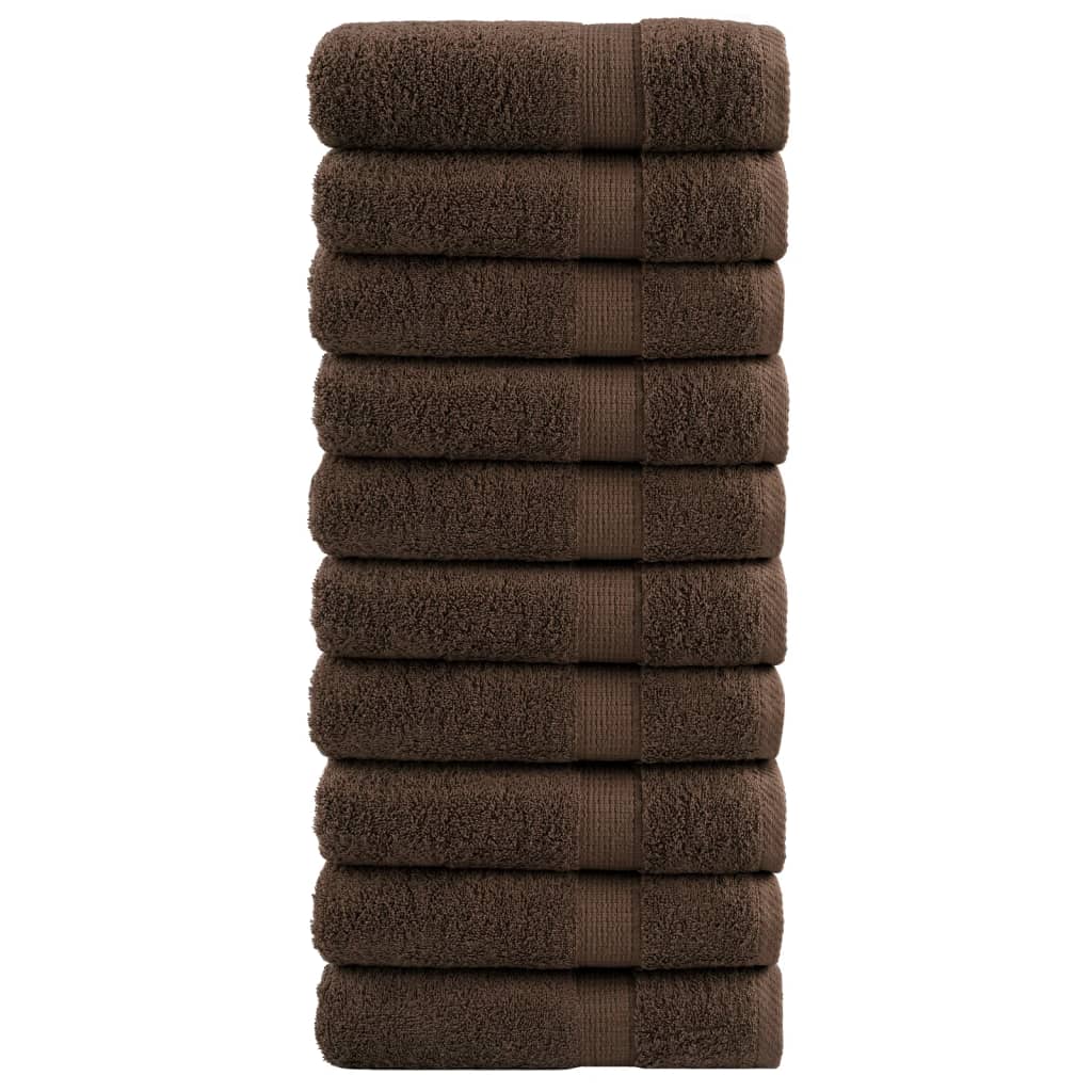 SOLUND 10pcs Premium Hand Towels Brown 600gsm