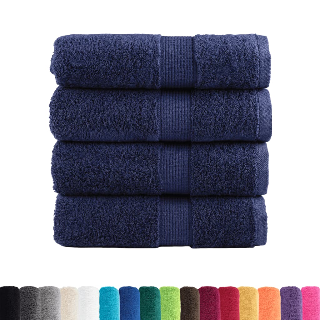 SOLUND Premium Quality Face Towels 4 pcs Navy Blue