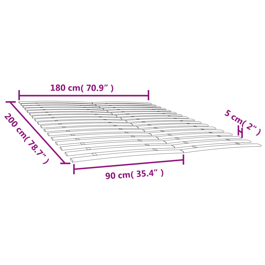 Sommiers à lattes avec 34 lattes 2 pcs 90x200 cm