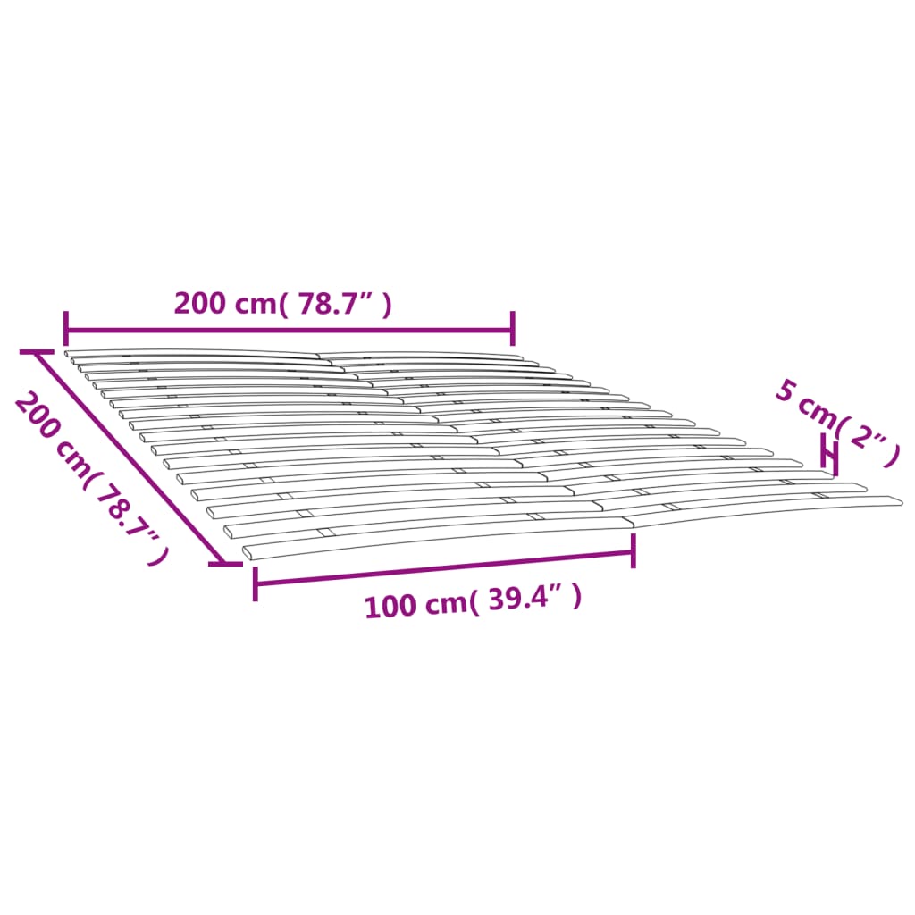 Sommiers à lattes avec 34 lattes 2 pcs 100x200 cm