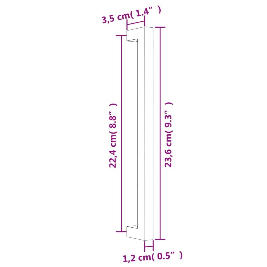 Poignées d'armoire 20 pcs noir 224 mm acier inoxydable