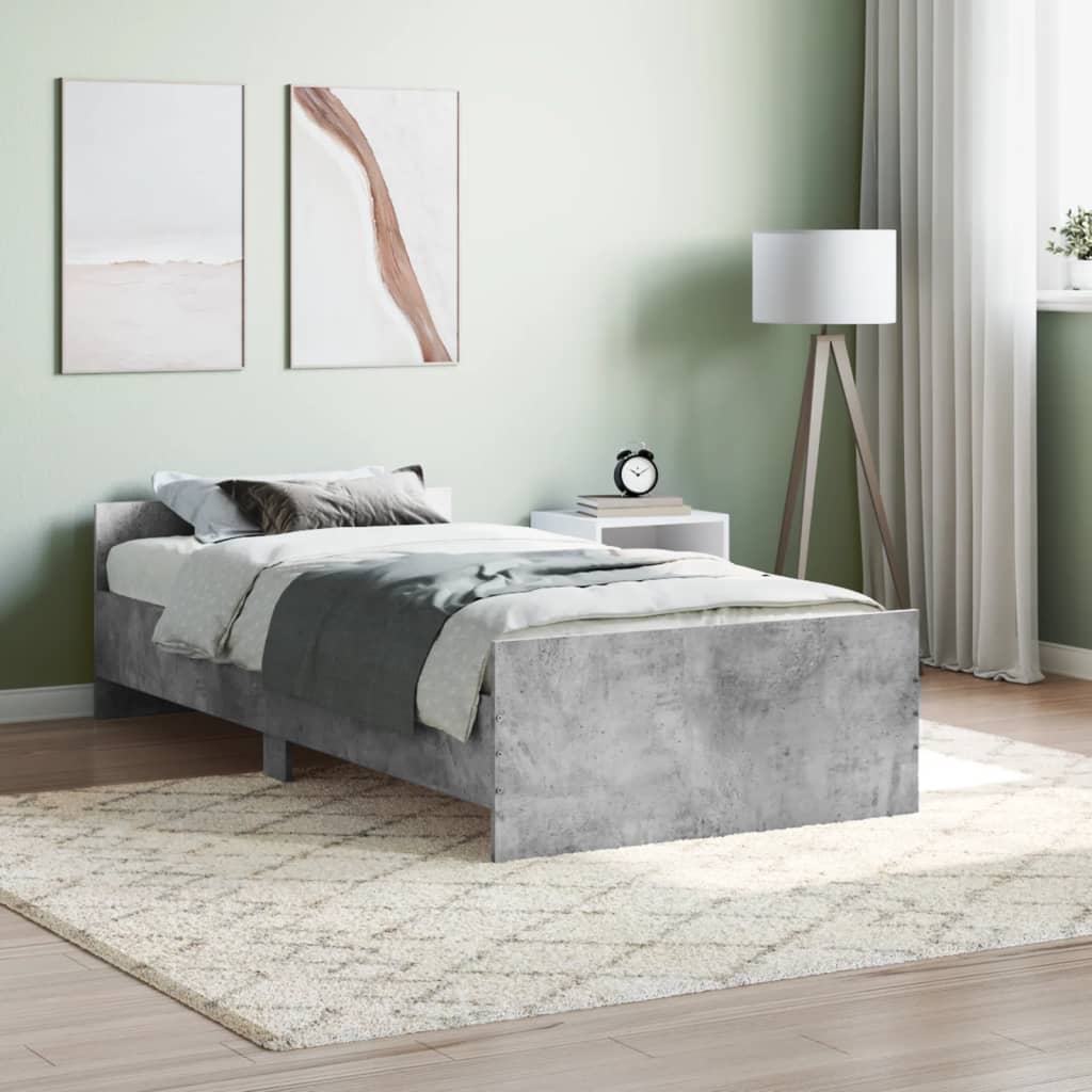 Bed frame without mattress concrete gray 90x200 cm