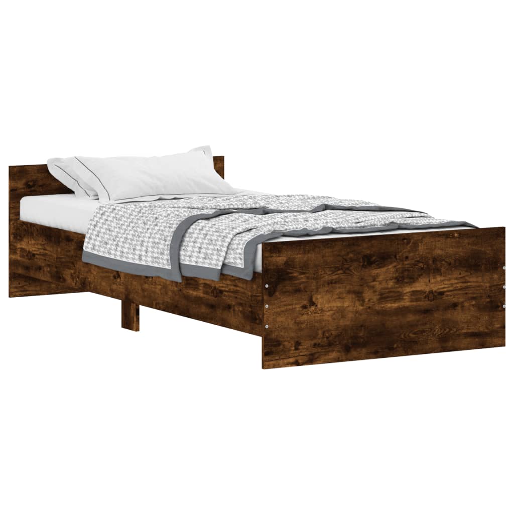 Bed frame without mattress smoked oak 90x200cm engineered wood