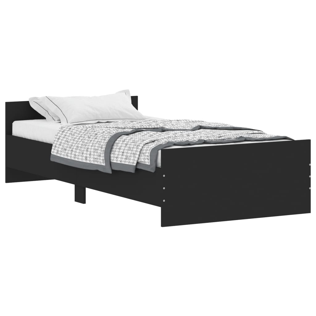 Cadre de lit sans matelas noir 90x190 cm bois ingénierie