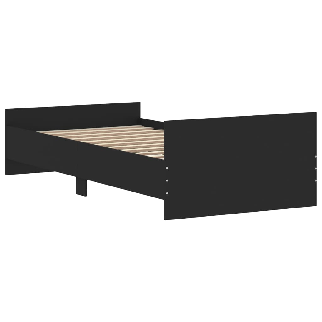 Cadre de lit sans matelas noir 90x190 cm bois ingénierie