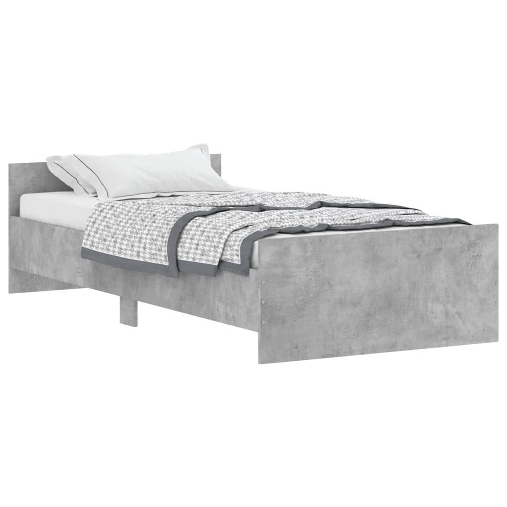 Cadre de lit sans matelas gris béton 90x190 cm