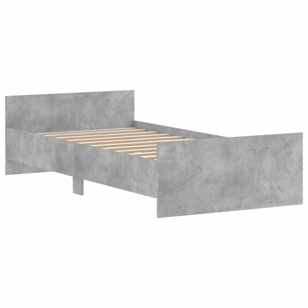 Cadre de lit sans matelas gris béton 90x190 cm