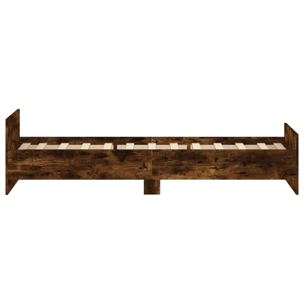 Cadre de lit sans matelas chêne fumé 90x190cm bois d'ingénierie