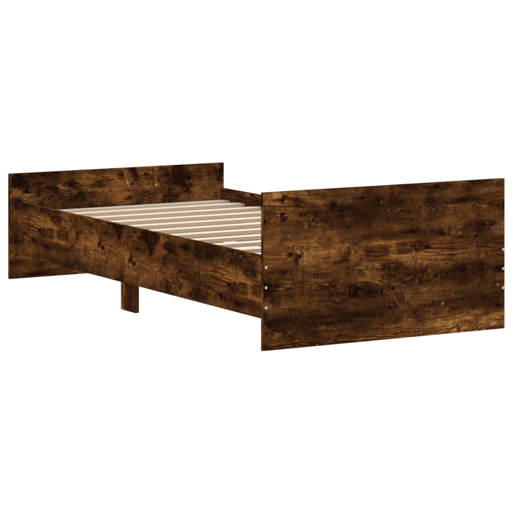 Cadre de lit sans matelas chêne fumé 90x190cm bois d'ingénierie