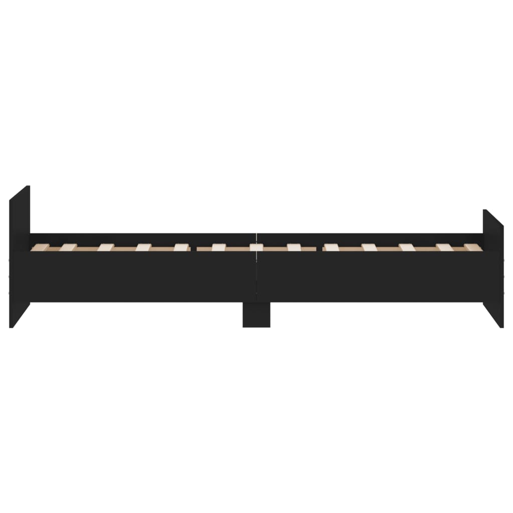 Cadre de lit sans matelas noir 75x190 cm bois ingénierie