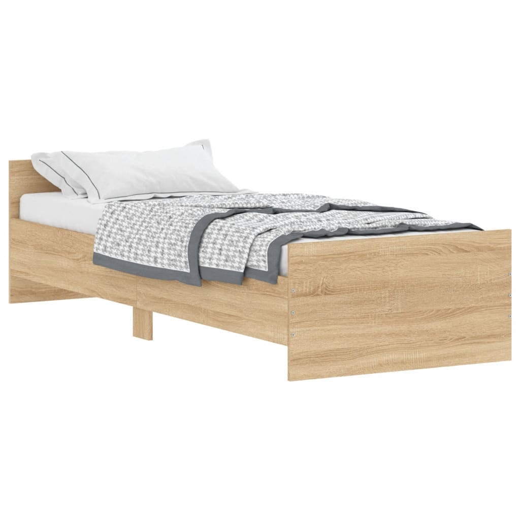 Cadre de lit sans matelas chêne sonoma 75x190 cm