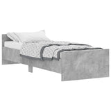 Cadre de lit sans matelas gris béton 75x190 cm