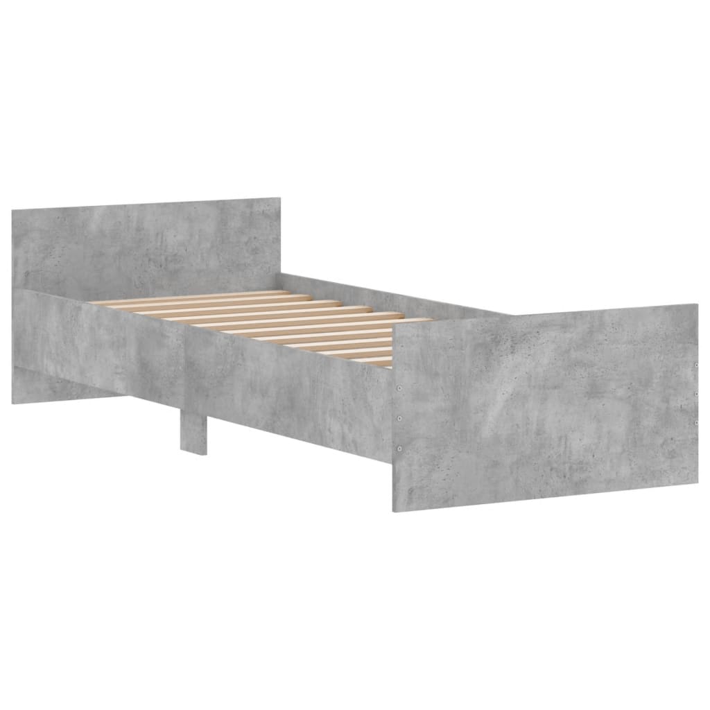 Cadre de lit sans matelas gris béton 75x190 cm