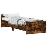 Bed frame without mattress smoked oak 75x190cm engineered wood