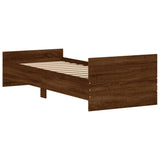 Bed frame without mattress brown oak 75x190cm engineered wood