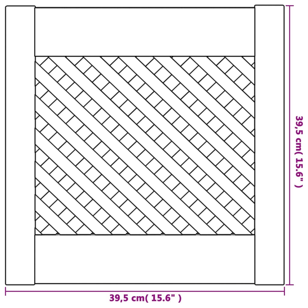 Portes d'armoires en treillis 2 pcs 39,5x39,5 cm pin massif