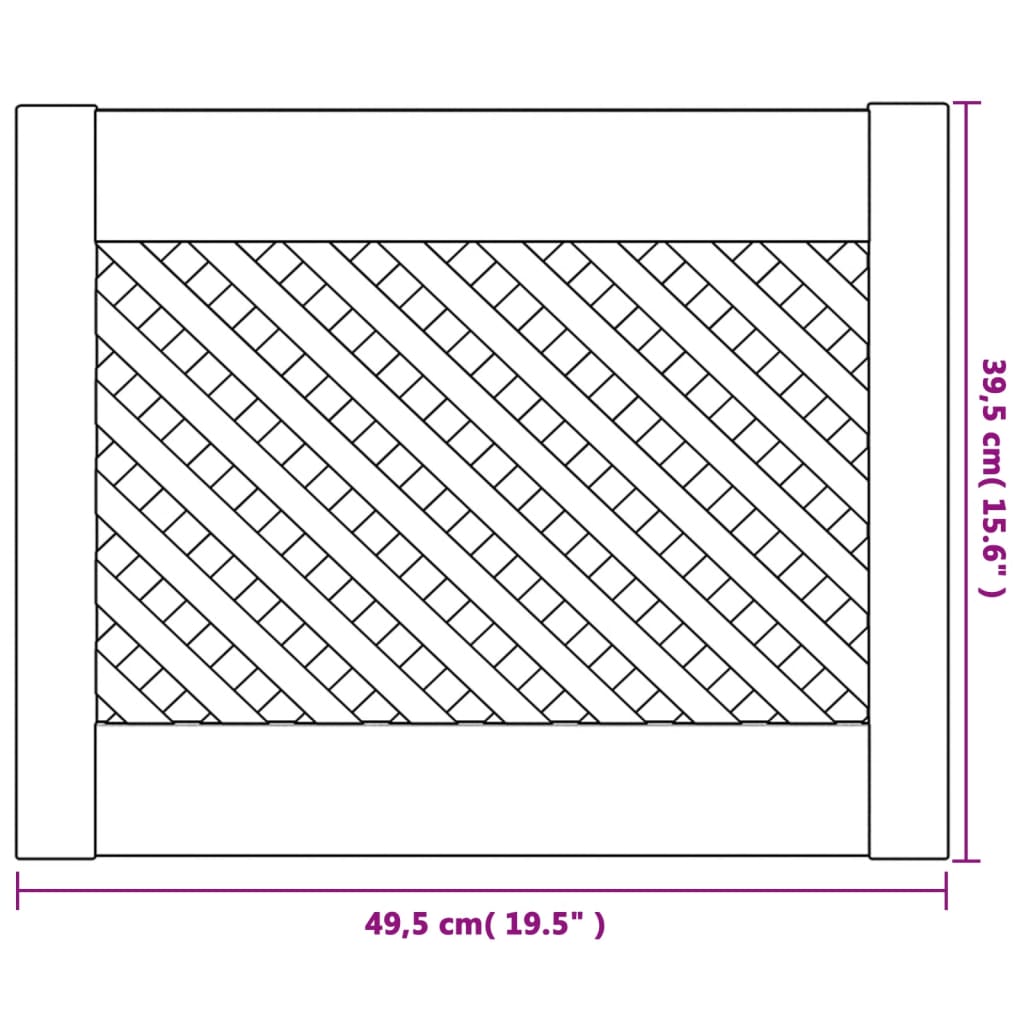 Portes d'armoires en treillis 2 pcs 49,5x39,5 cm pin massif