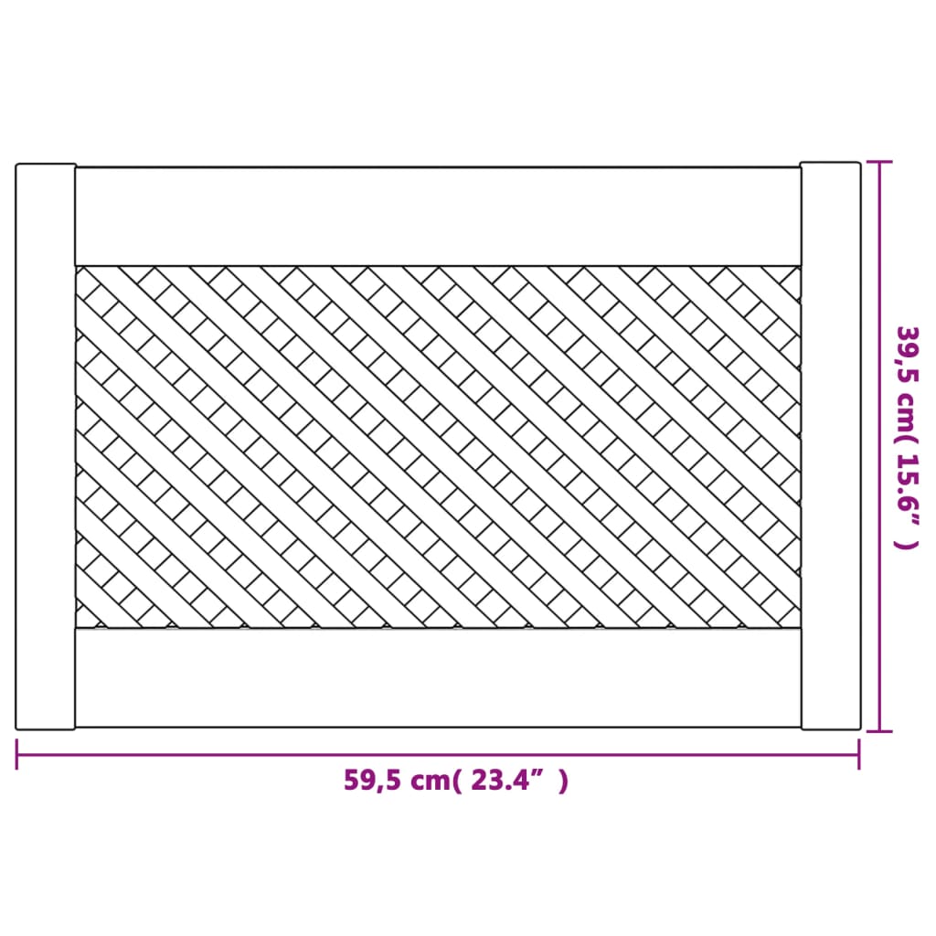 Portes d'armoires en treillis 2 pcs 59,5x39,5 cm pin massif