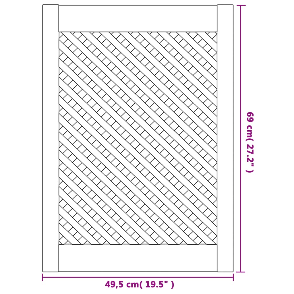 Portes d'armoires en treillis 2 pcs 49,5x69 cm pin massif