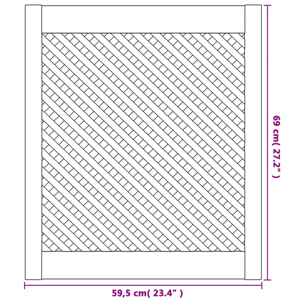 Portes d'armoires en treillis 2 pcs 59,5x69 cm pin massif