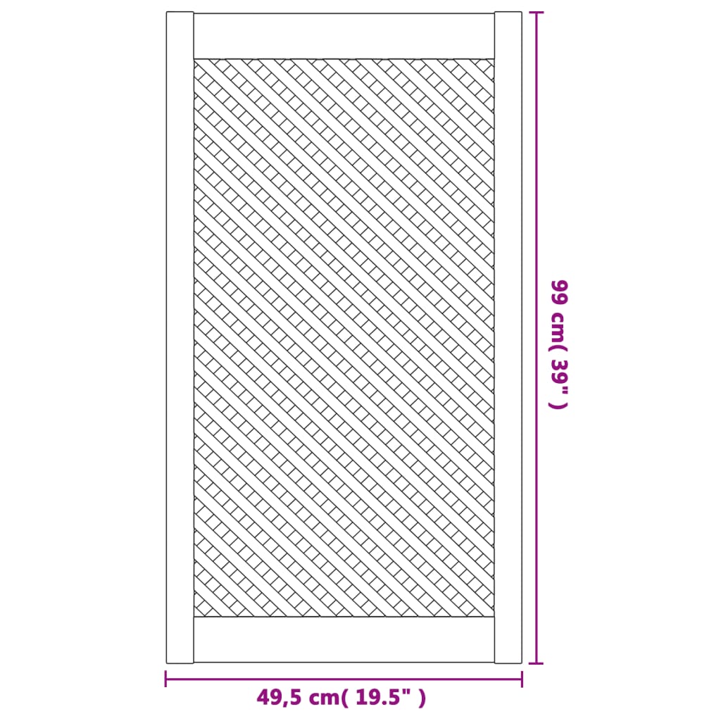 Portes d'armoires en treillis 2 pcs 49,5x99 cm pin massif