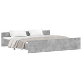 Cadre de lit sans matelas gris béton 200x200 cm