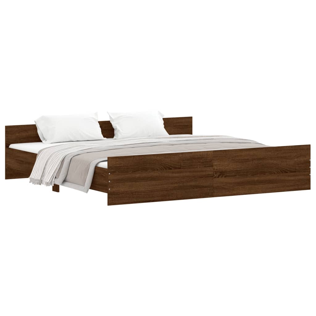 Bed frame without mattress brown oak 200x200 cm