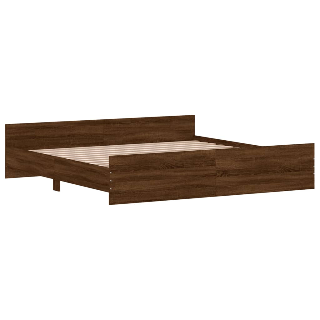 Bed frame without mattress brown oak 200x200 cm