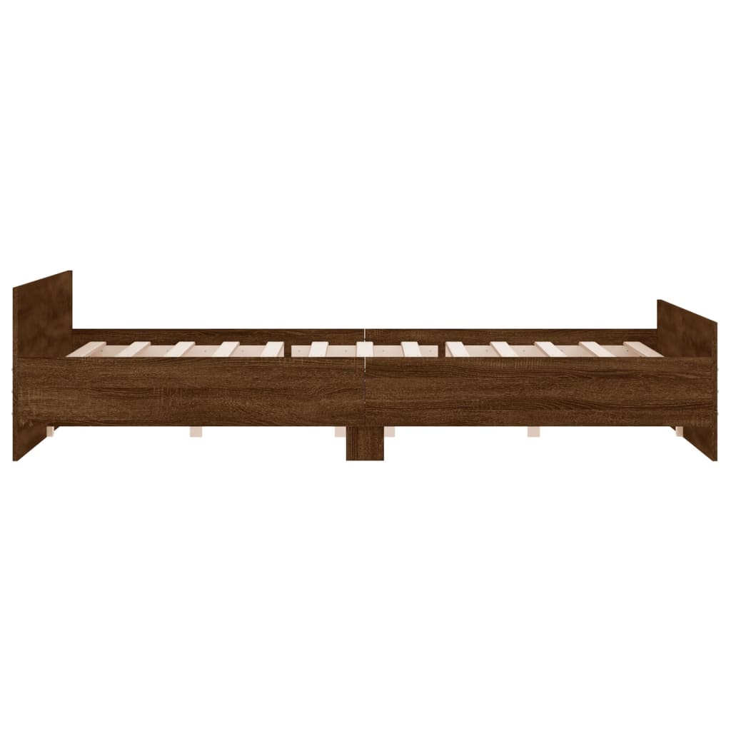 Bed frame without mattress brown oak 200x200 cm