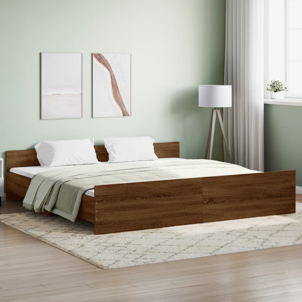 Bed frame without mattress brown oak 200x200 cm