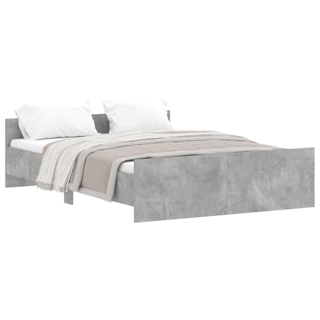 Cadre de lit sans matelas gris béton 140x190 cm