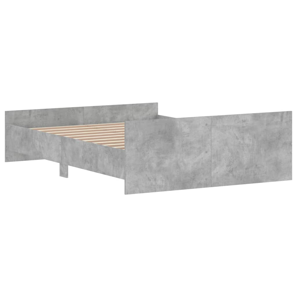 Bed frame without mattress concrete gray 135x190 cm