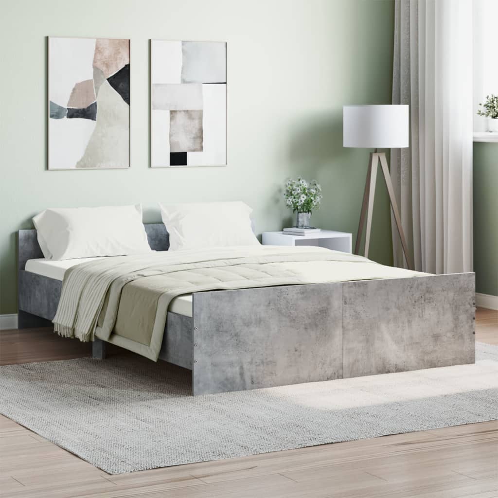 Bed frame without mattress concrete gray 135x190 cm