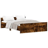 Cadre de lit sans matelas chêne fumé 135x190 cm