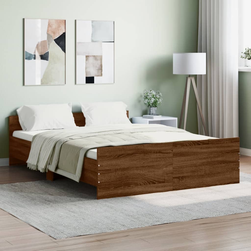 Cadre de lit sans matelas chêne marron 135x190 cm