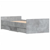 Cadre de lit sans matelas gris béton 100x200 cm