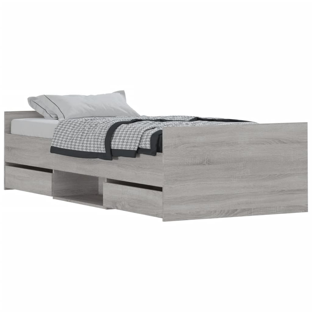 Cadre de lit sans matelas sonoma gris 100x200 cm