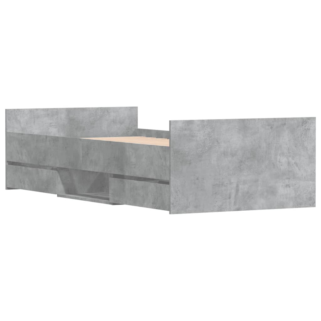 Cadre de lit sans matelas gris béton 90x200 cm