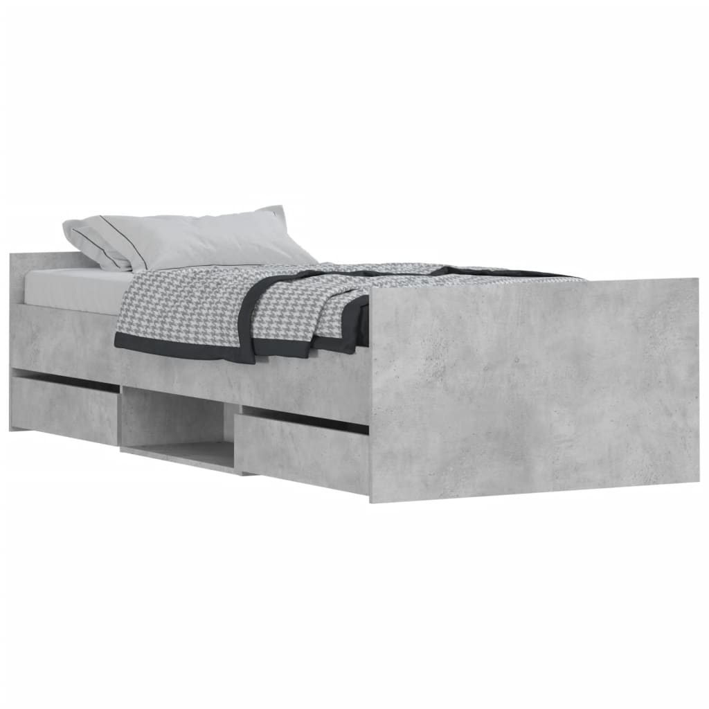 Cadre de lit sans matelas gris béton 90x190 cm