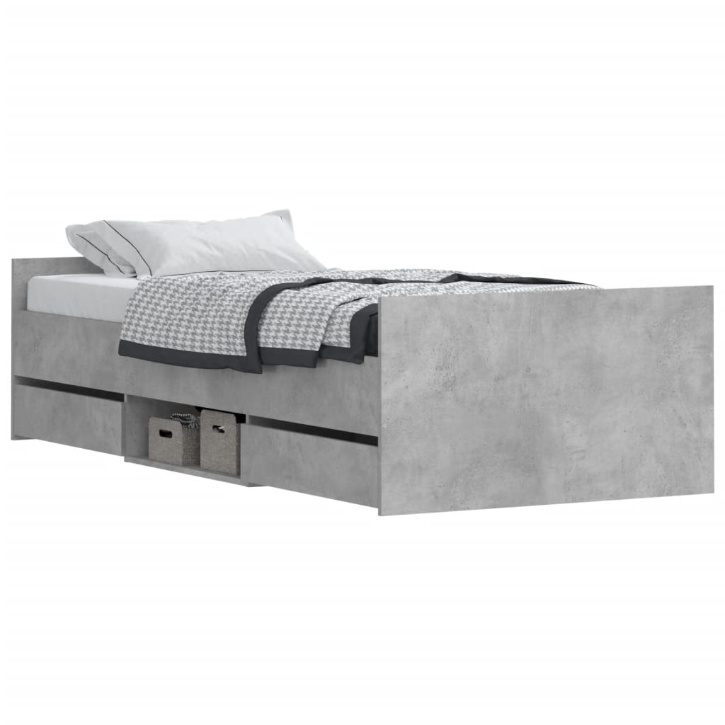 Cadre de lit sans matelas gris béton 90x190 cm