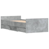 Cadre de lit sans matelas gris béton 90x190 cm