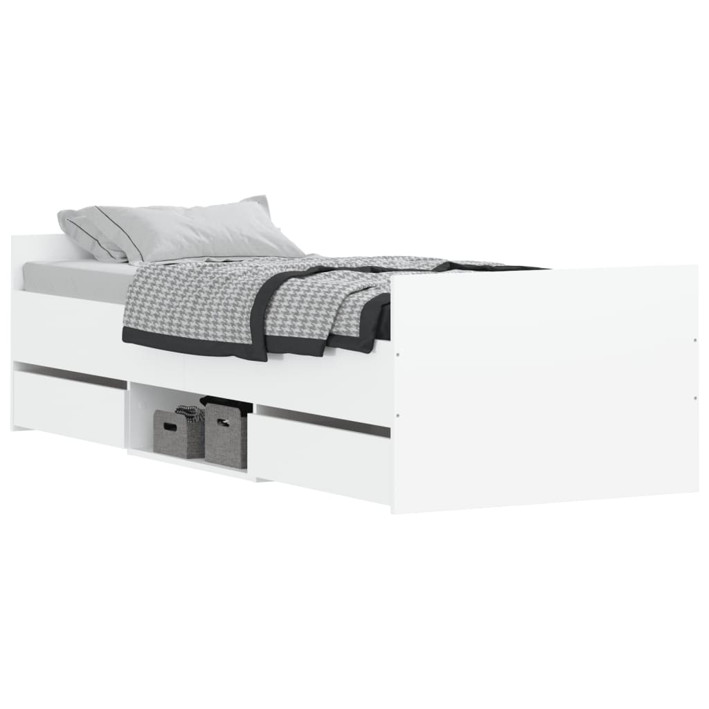 Cadre de lit sans matelas blanc 75x190 cm