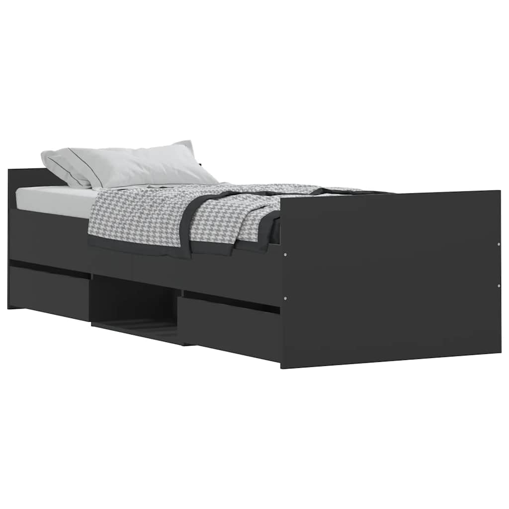 Cadre de lit sans matelas noir 75x190 cm